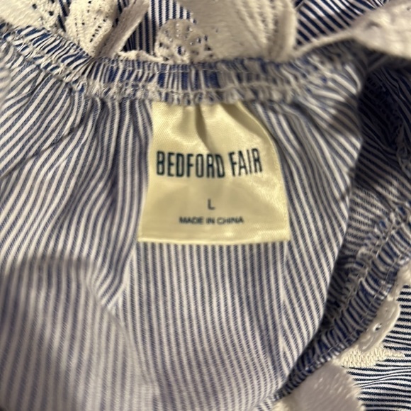 Bedford Fair Pinstripe Quarter Length Scoop Neck Top Size Large - Picture 5 of 7